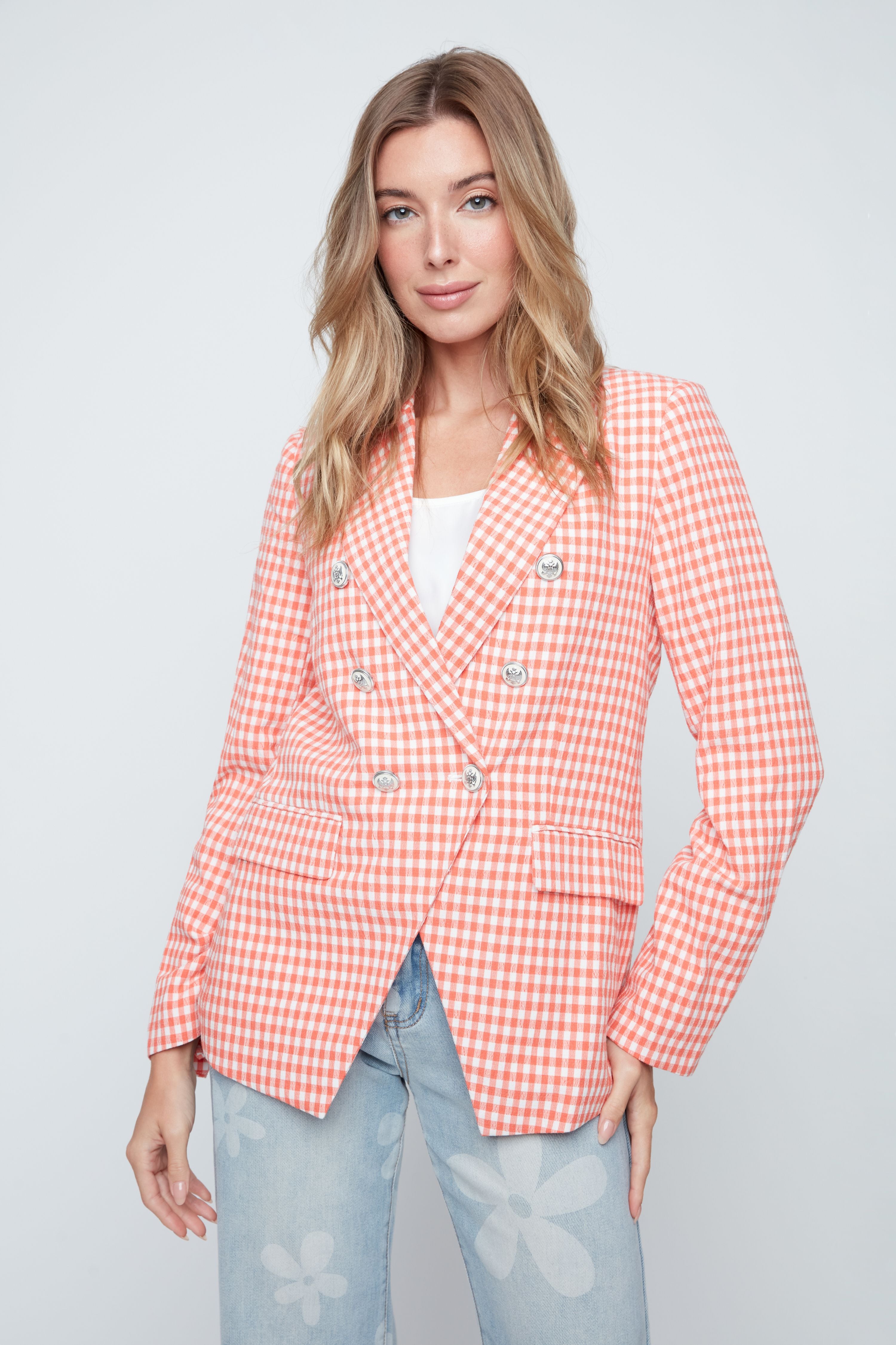 Gingham Blazer R3938HL