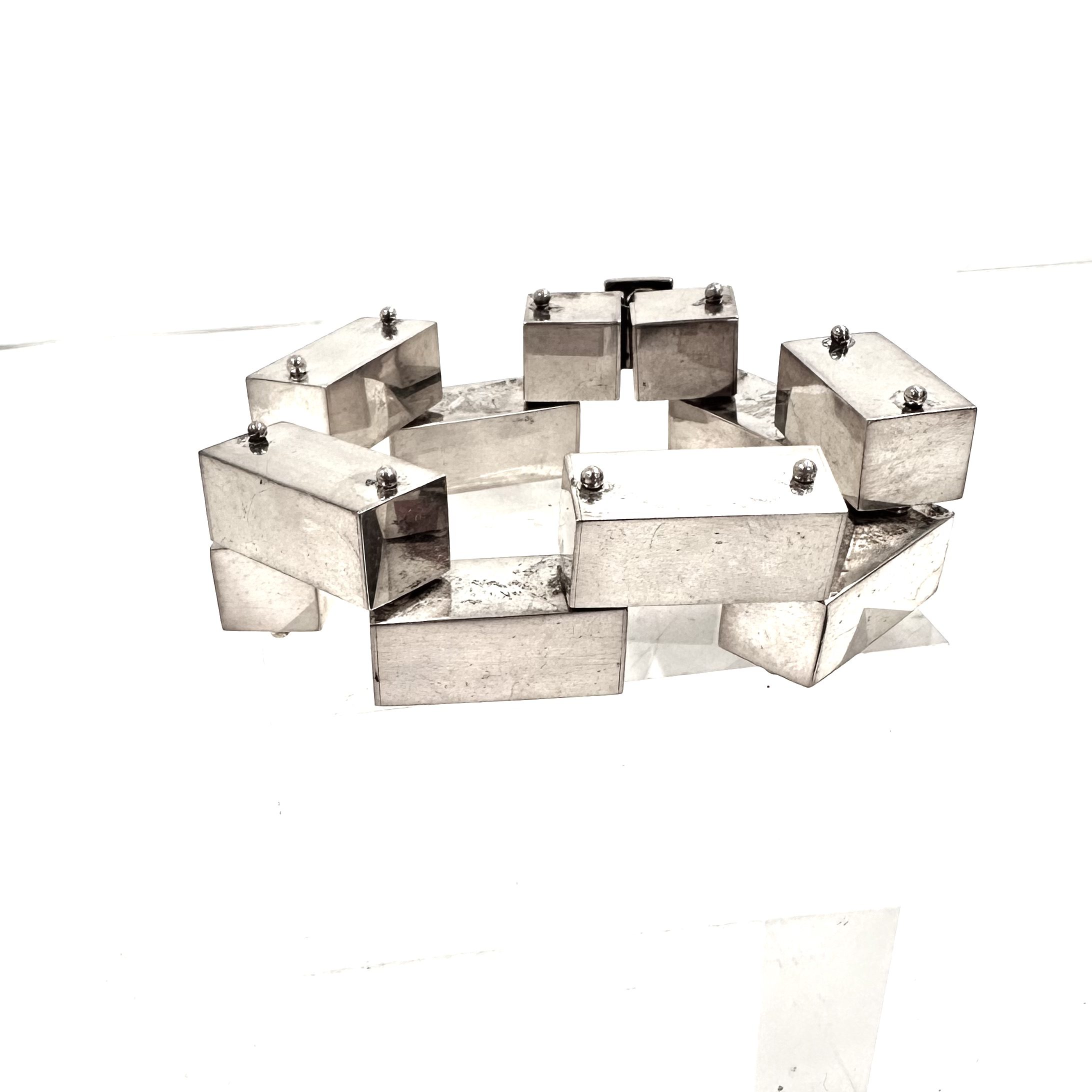 Robert Lee Morris Large Silver 1×1 Brick Bracelet