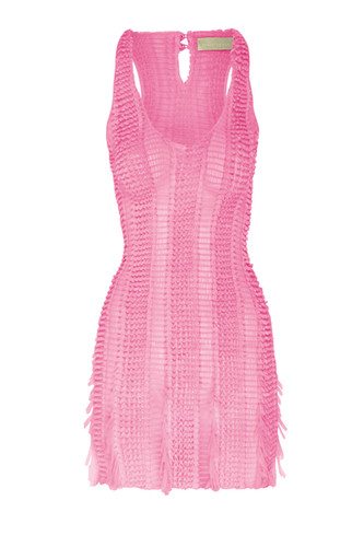 Angel Plunge Mini Dress - White/Green Ombre