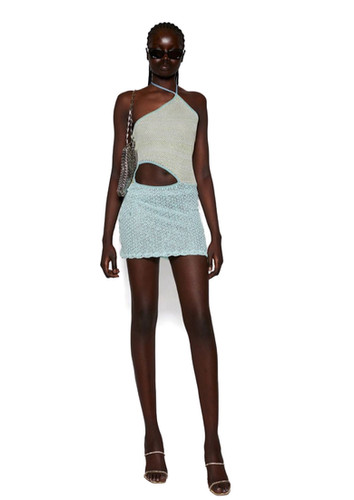 Jasmine Knit Mini Dress - Green/Blue