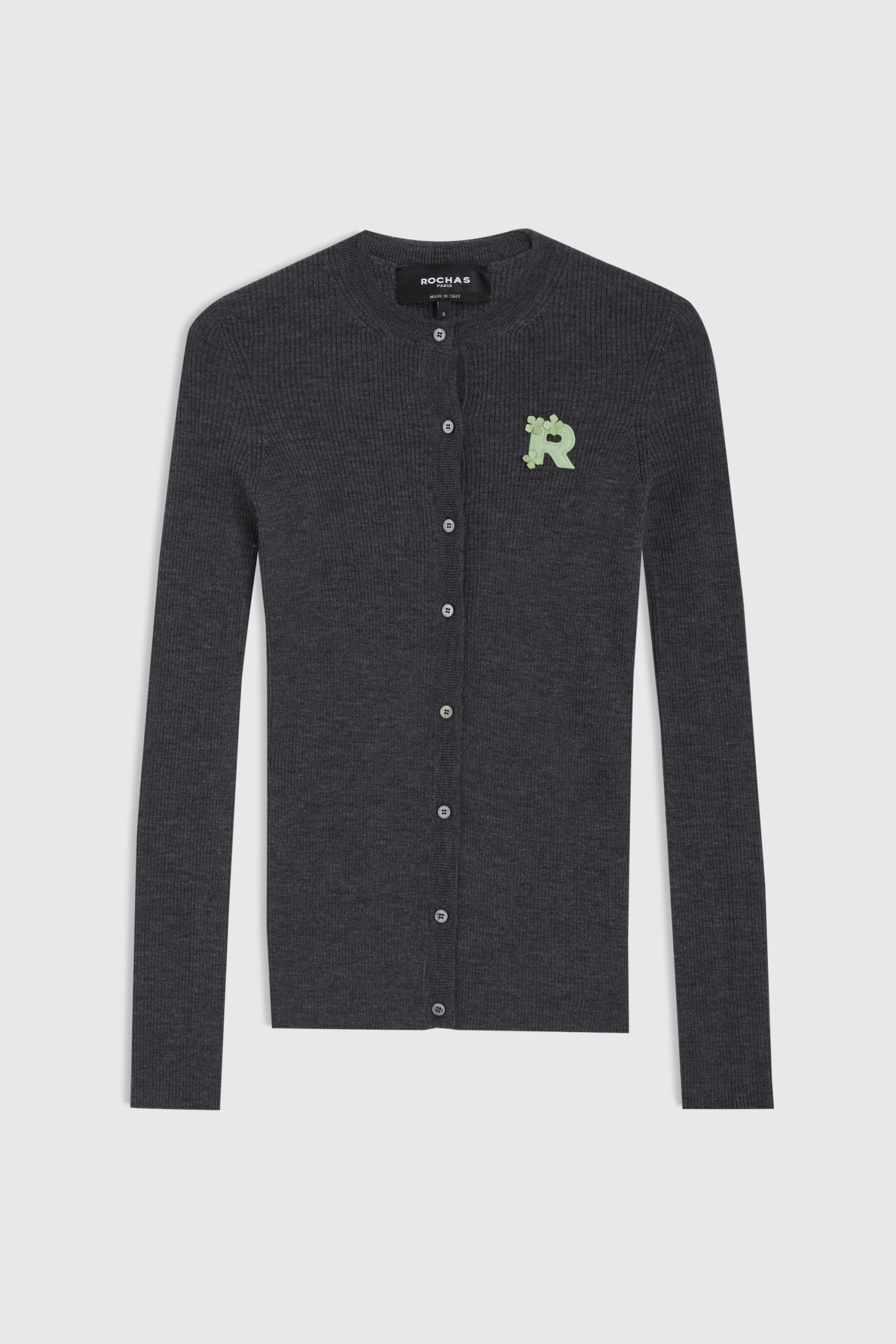 Ribbed knit wool cardigan