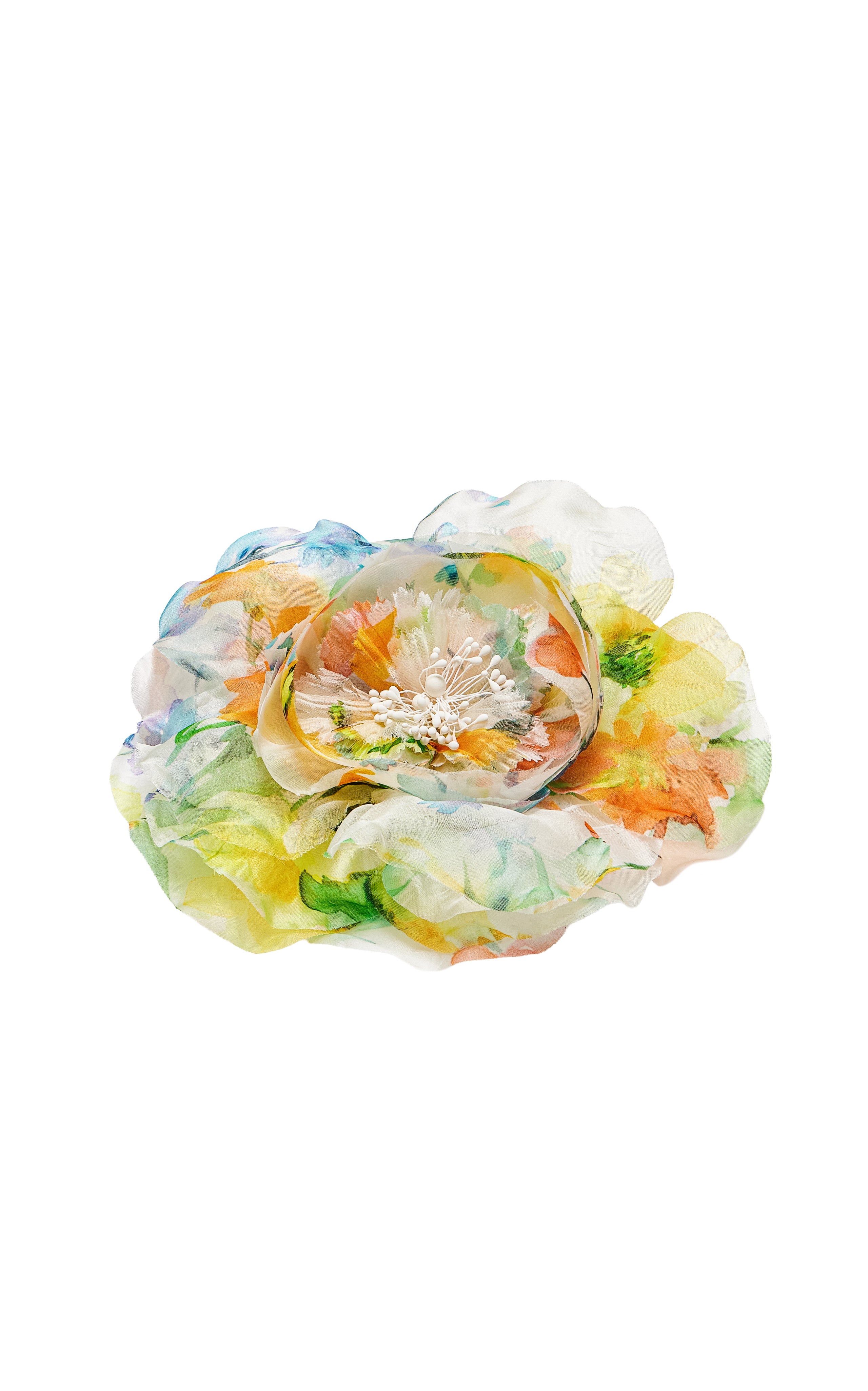 Printed Silk Organza Flower Pin
