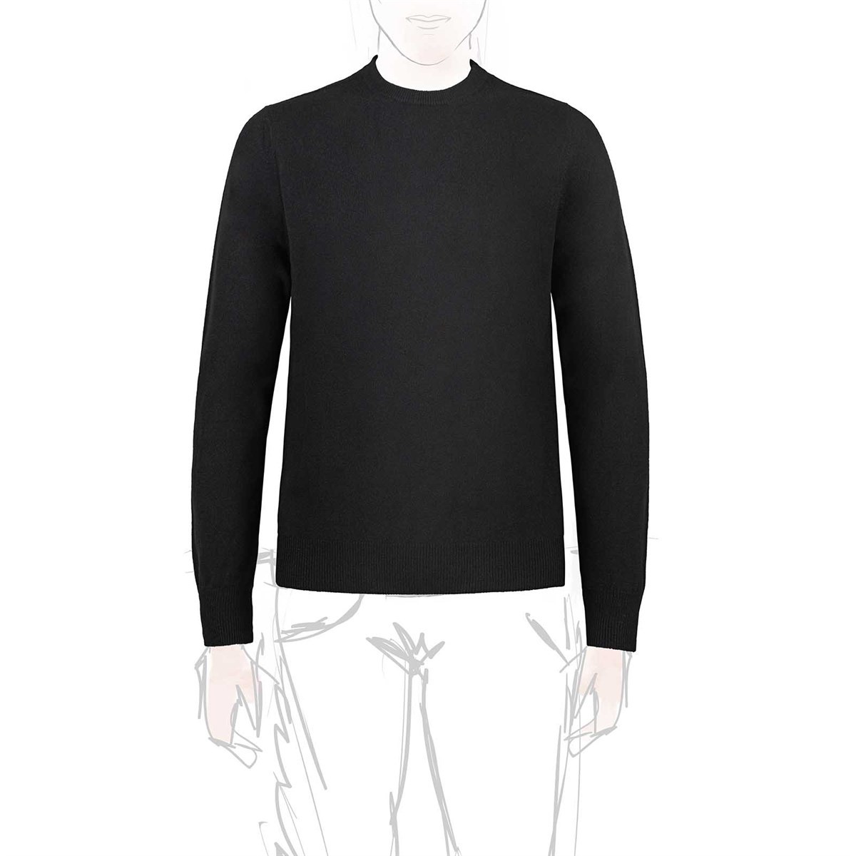 black cashmere crew-neck sweater