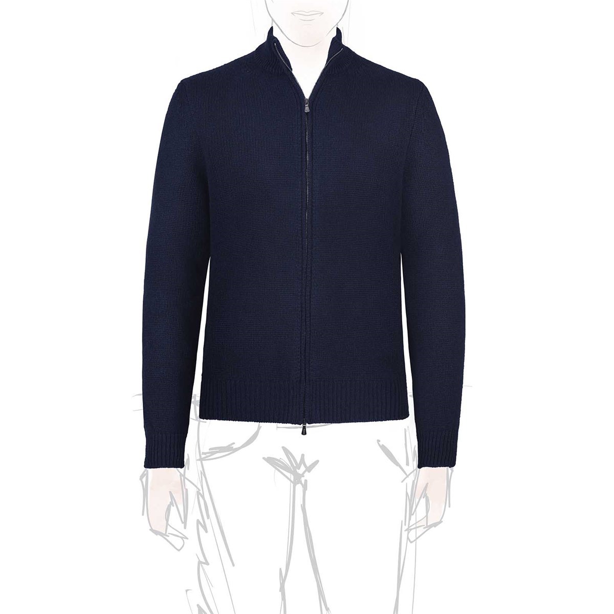 blue cashmere sweater with zip