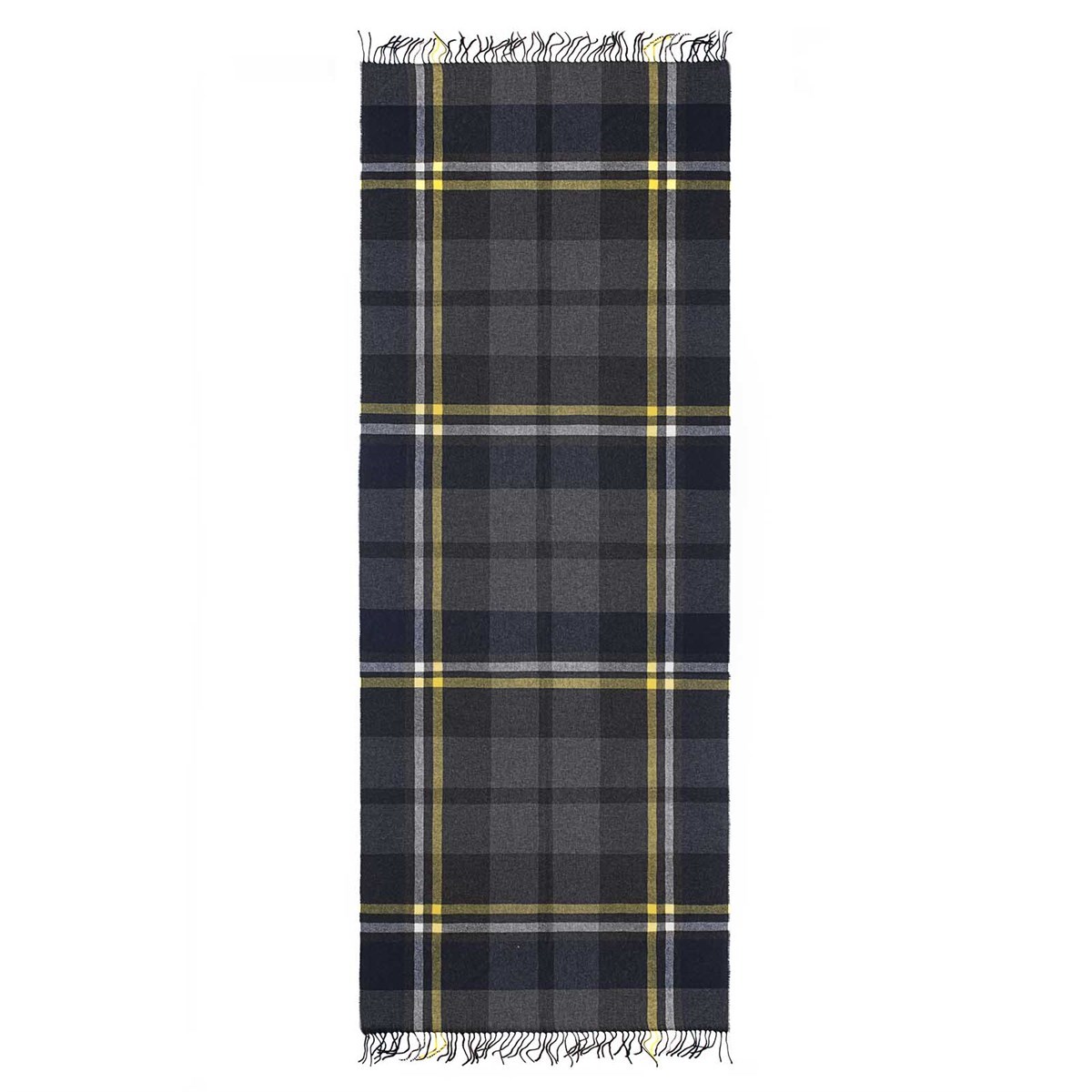 gray and yellow checked scarf