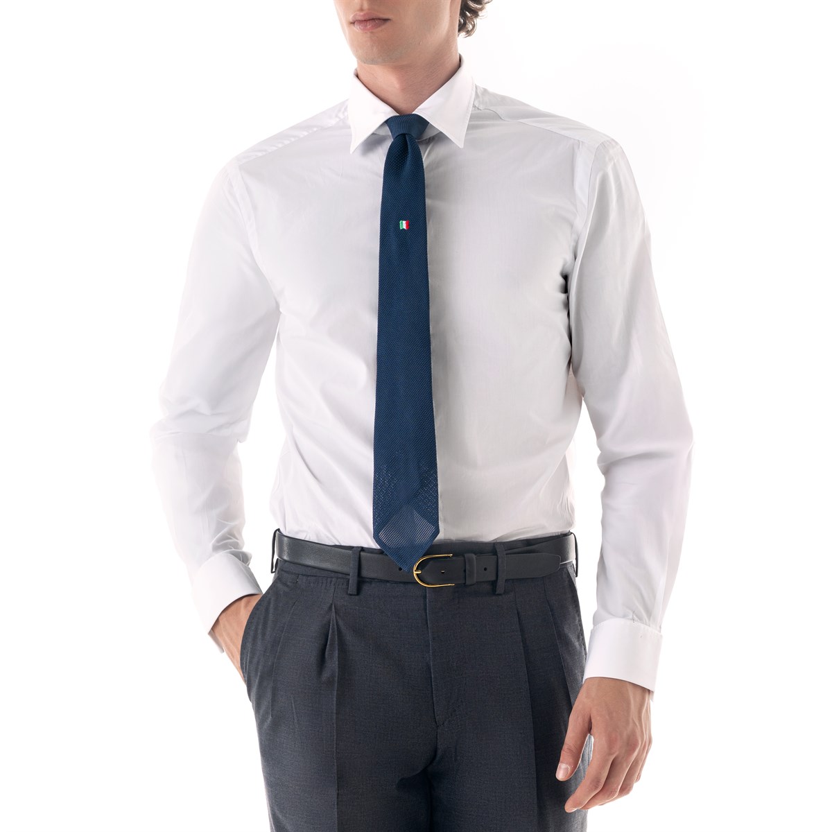 white double-cuff cotton shirt