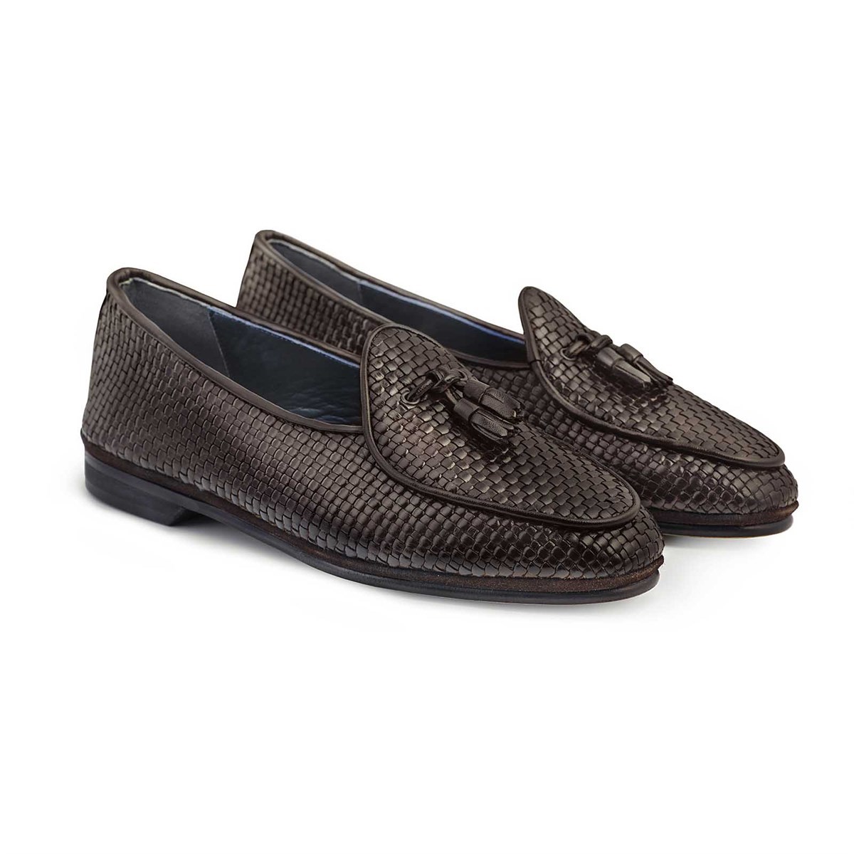 woven dark brown Marphy loafers with tassels