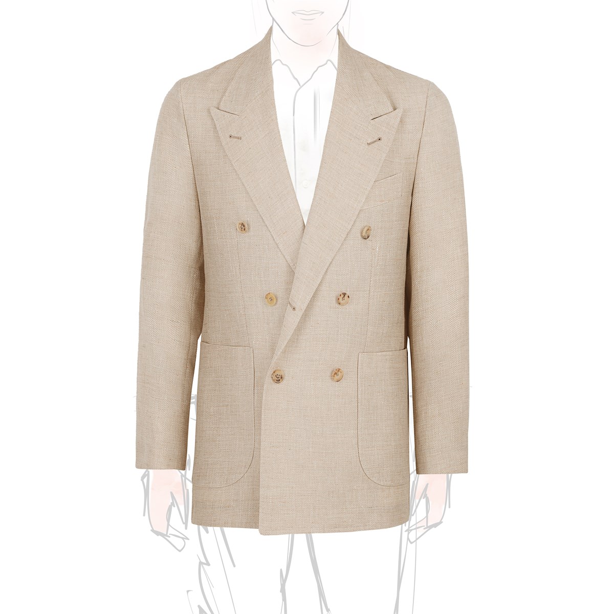 beige herringbone double-breasted jacket