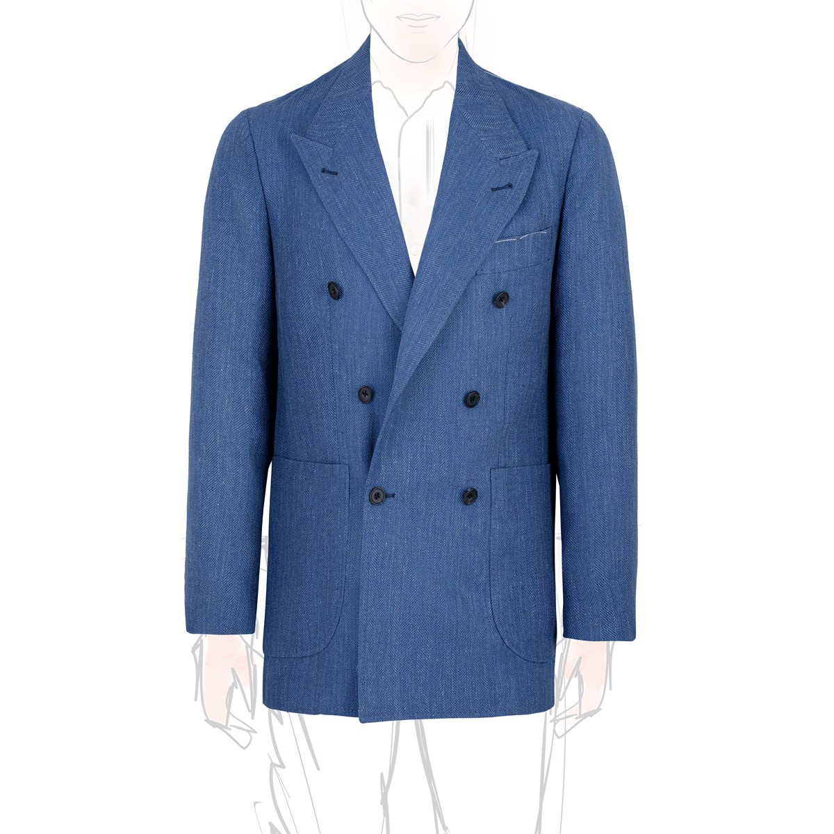 blue herringbone double-breasted jacket