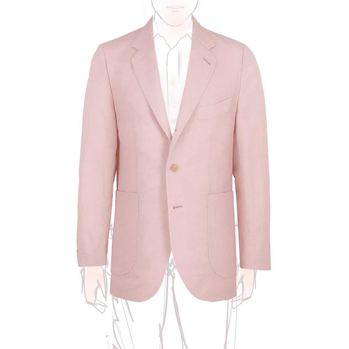 pink linen blend single-breasted jacket