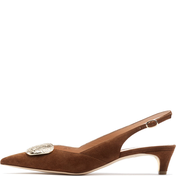Coffee suede slingback