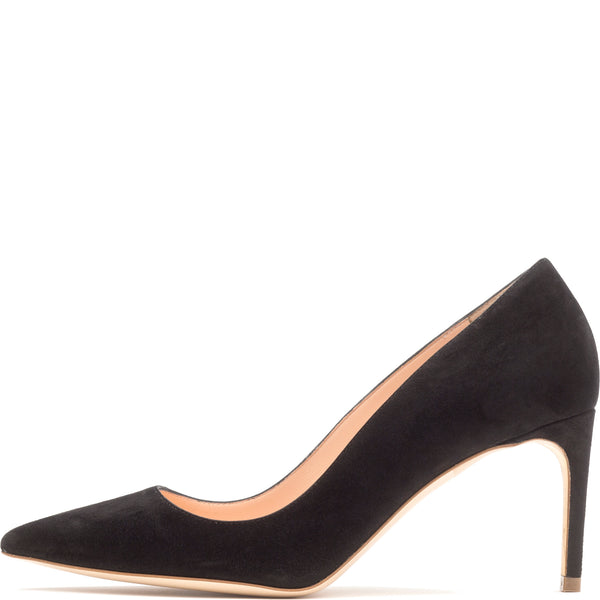 Black suede court shoe