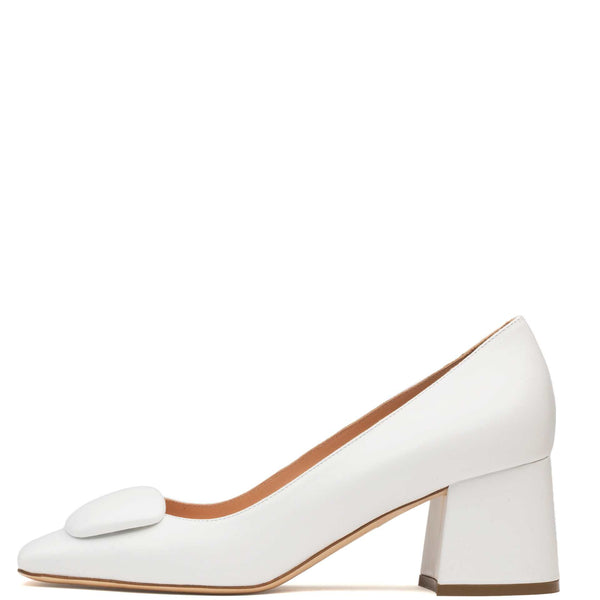 White calf covered pump