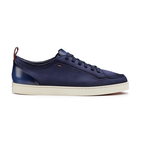 Men's blue nubuck Santoni Off-duty sneaker