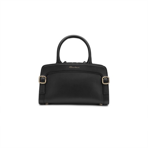 Black leather handbag
