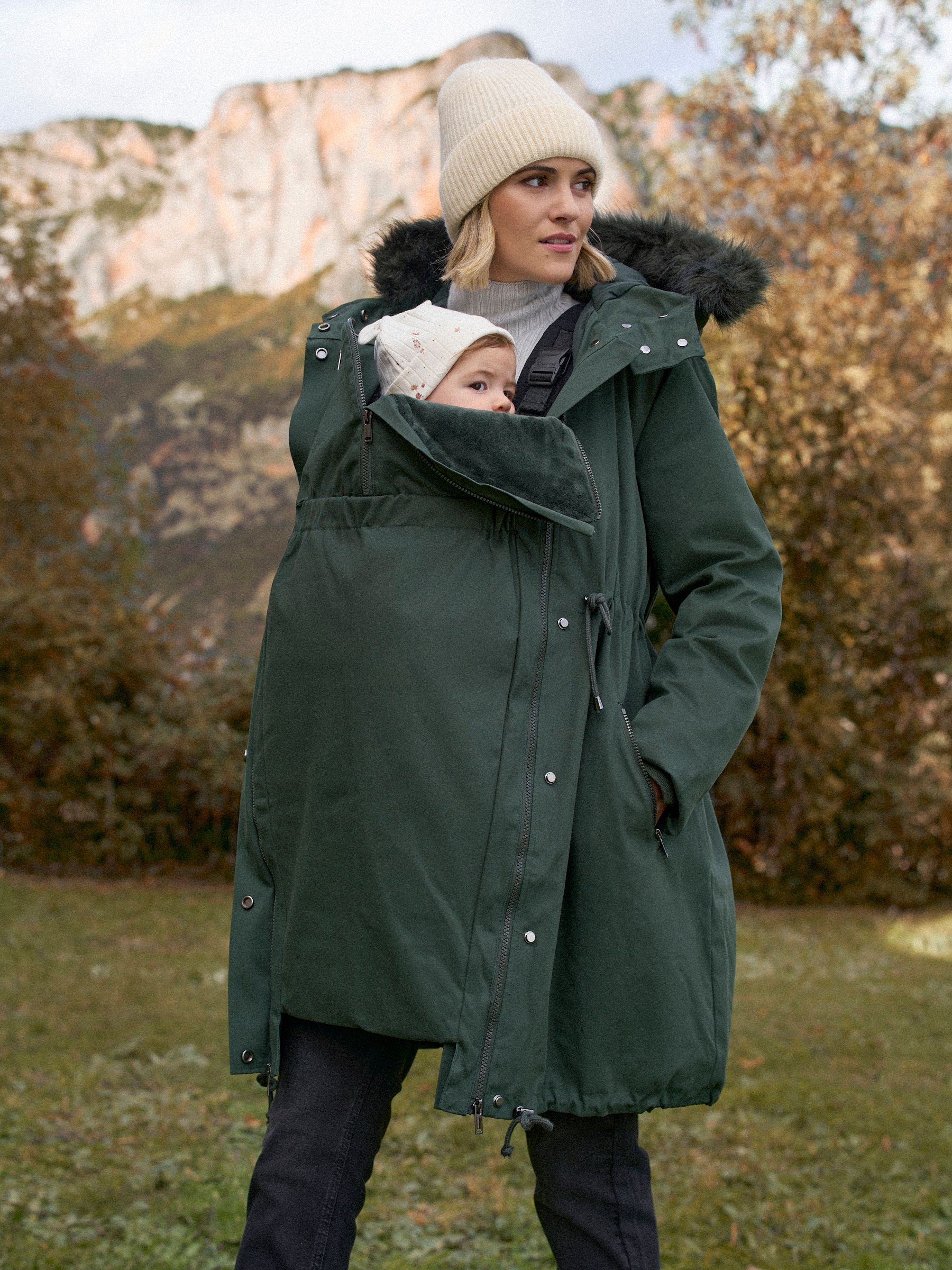 Green Premium Sub-Zero Down Filled 3-In-1 Maternity & Babywearing Parka
