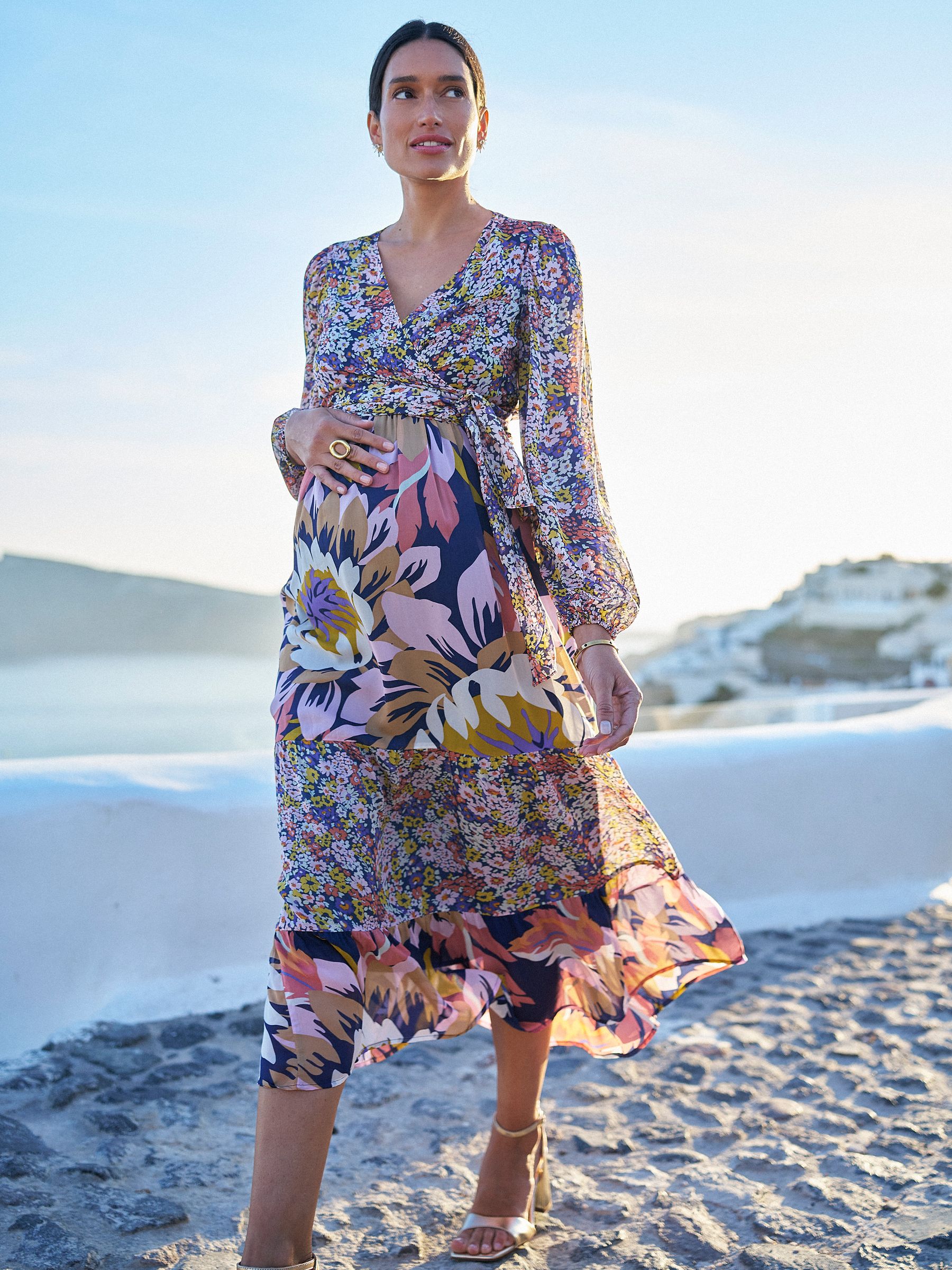 Lilac Purple Floaty Maternity & Nursing Midi Wrap Dress