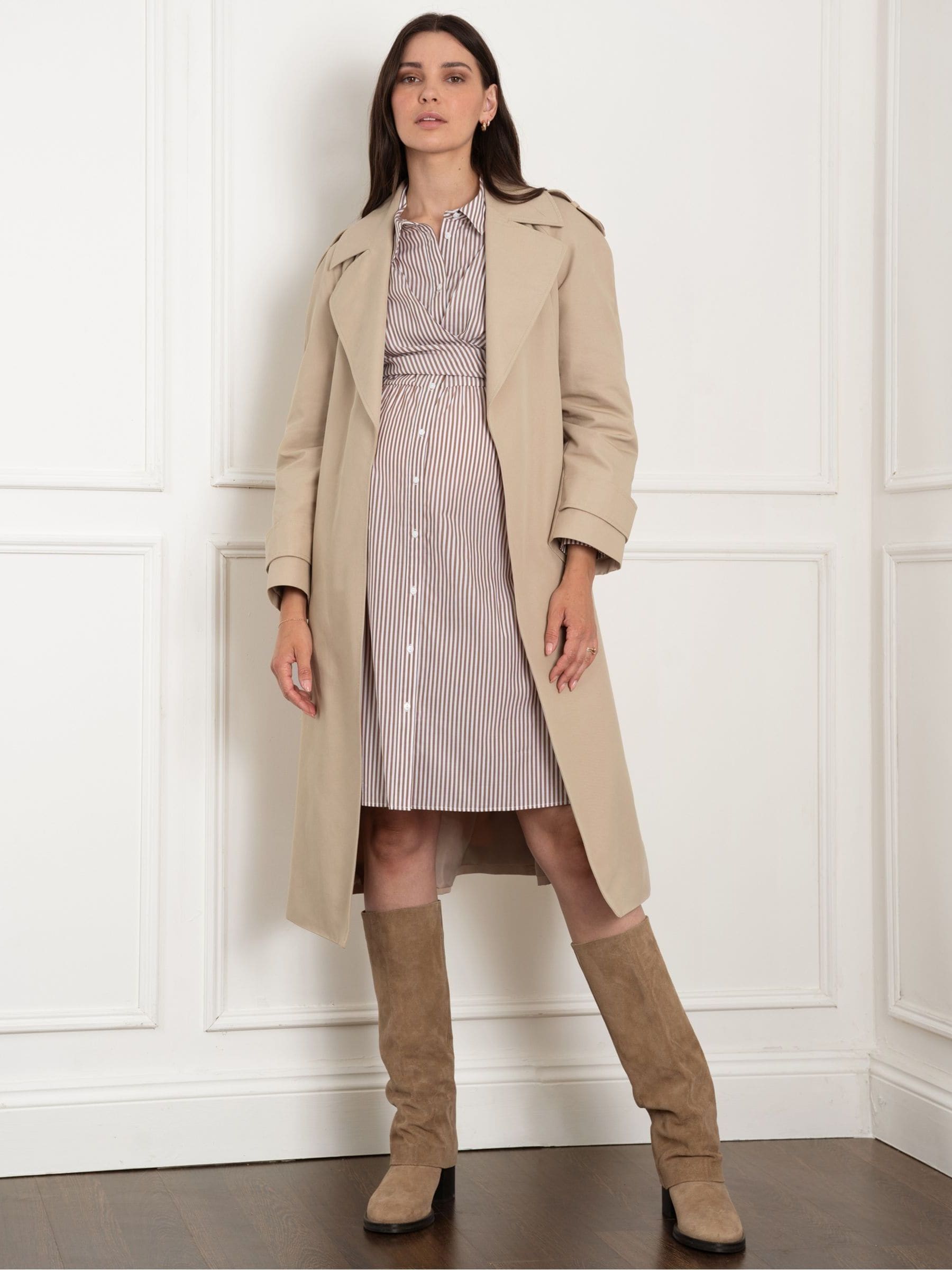 Maternity Cream Trench Coat