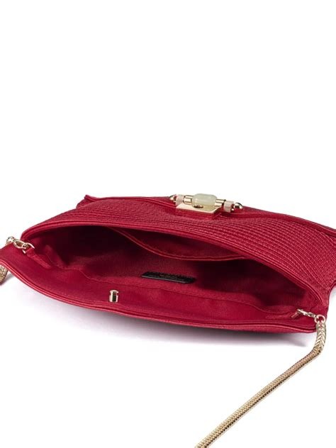 Red braided clutch interior