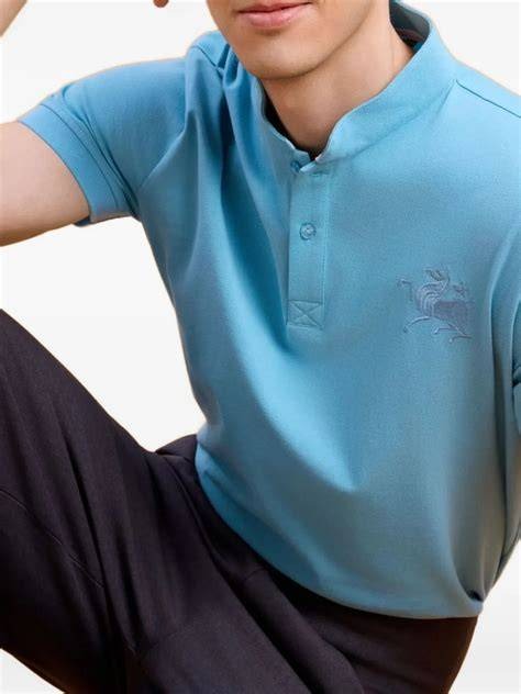 Blue horse-star embroidered polo