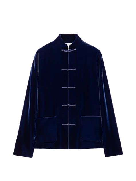 Blue velvet pocket jacket