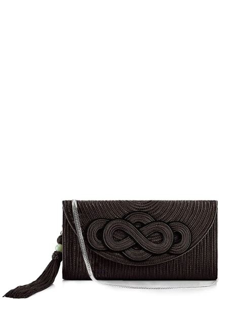 Black braided-knot clutch