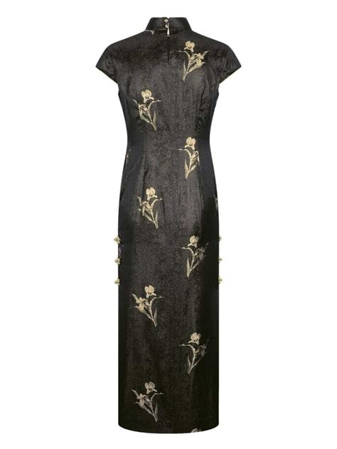 Black floral silk jacquard evening mood