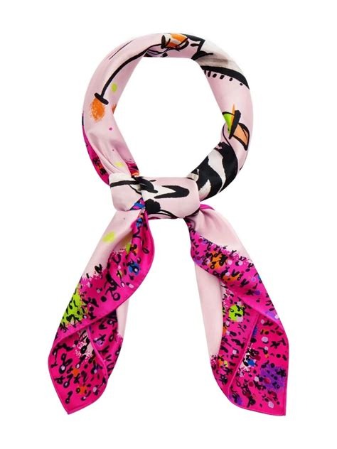 Pink equestrian-print silk scarf