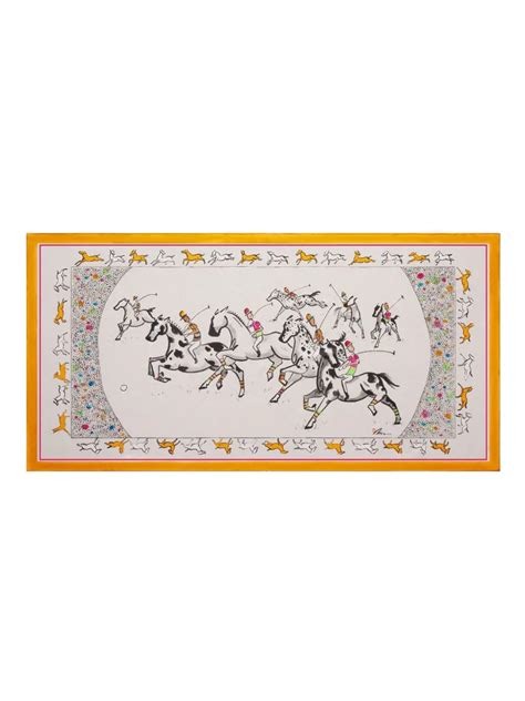 White equestrian-print scarf layout