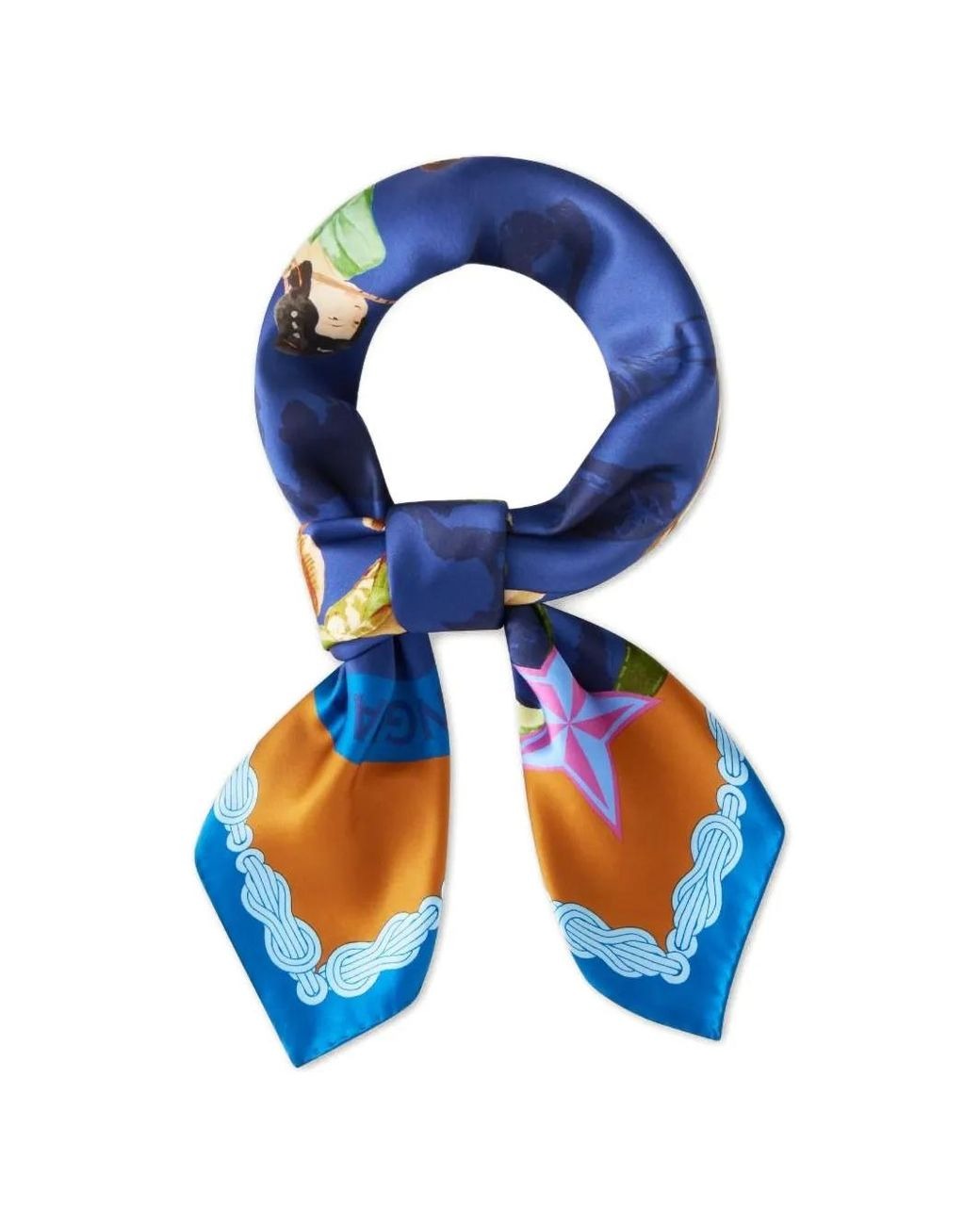 Blue foulard tied view
