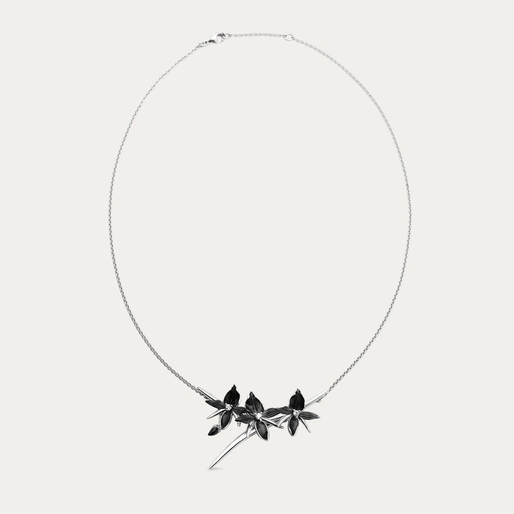 Black Orchid Branch Necklace