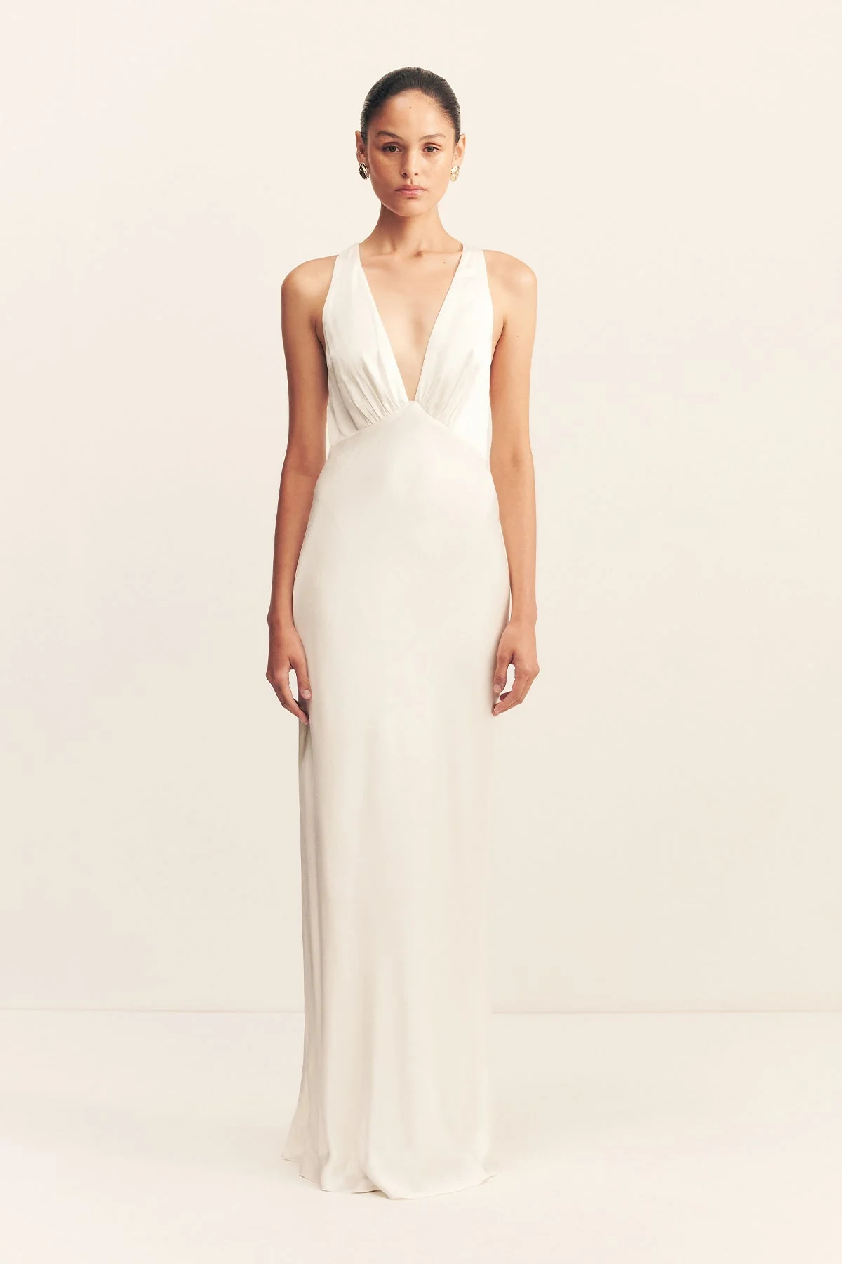 La Lune Plunged Cross Back Maxi Dress