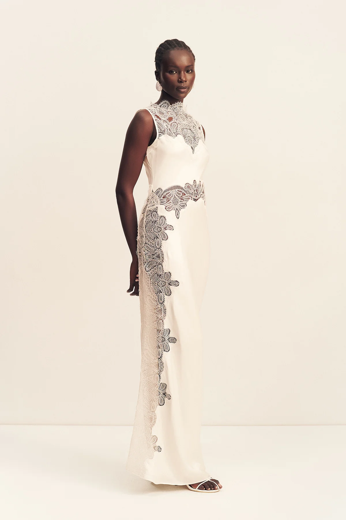 Stratus Sheer Lace High Neck Maxi Dress