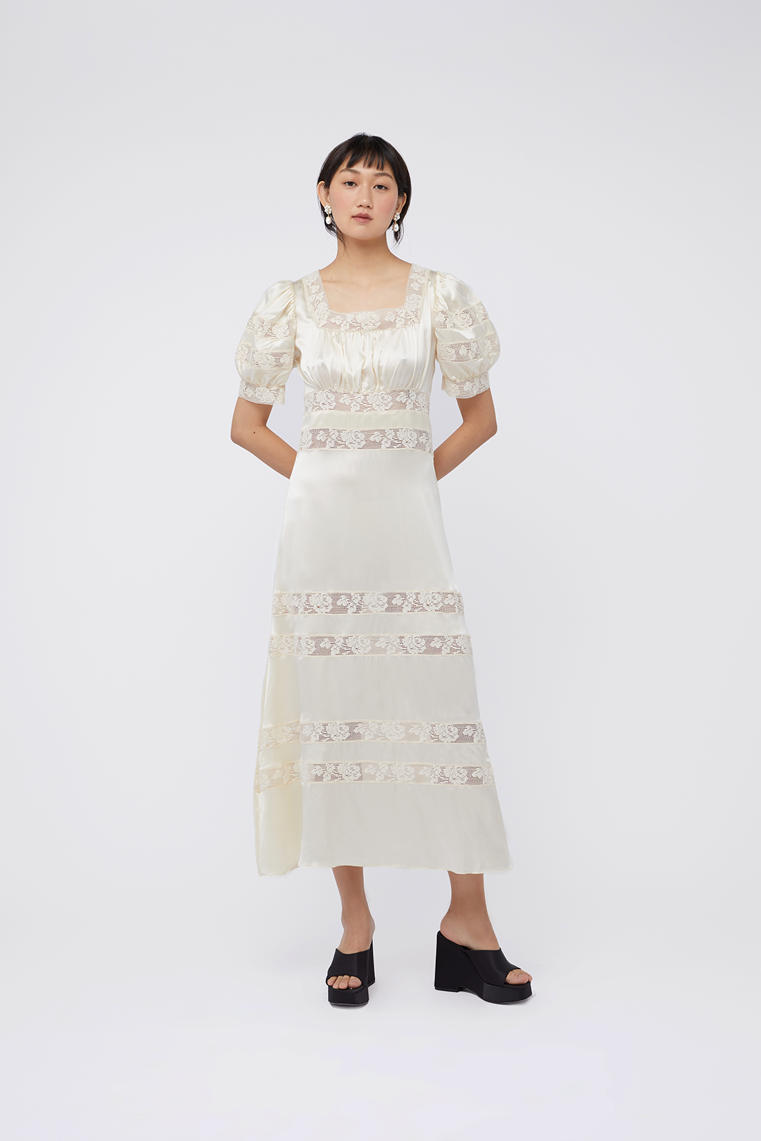 Lookbook portrait in silk and lace