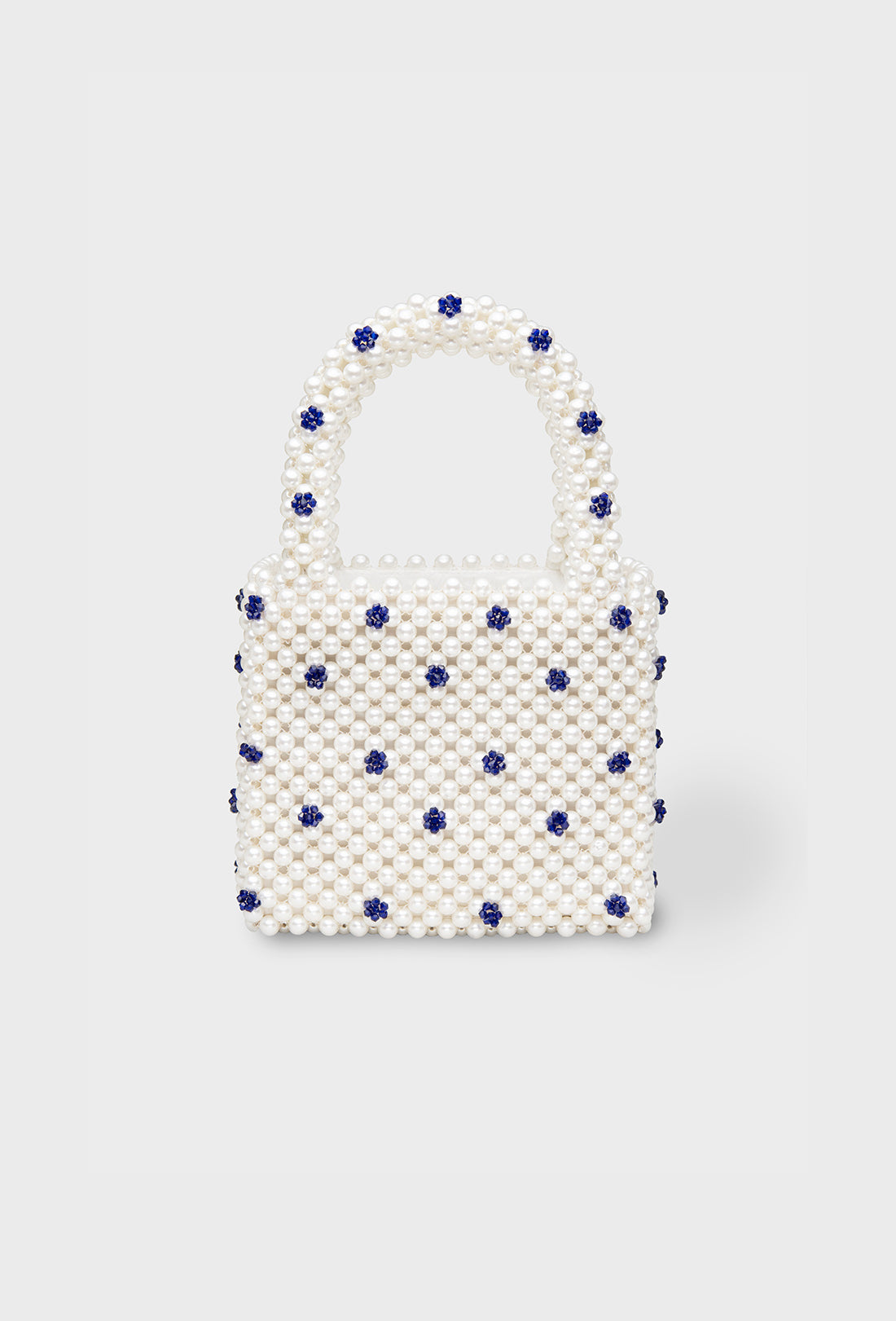 Pearl and deep-blue beaded front