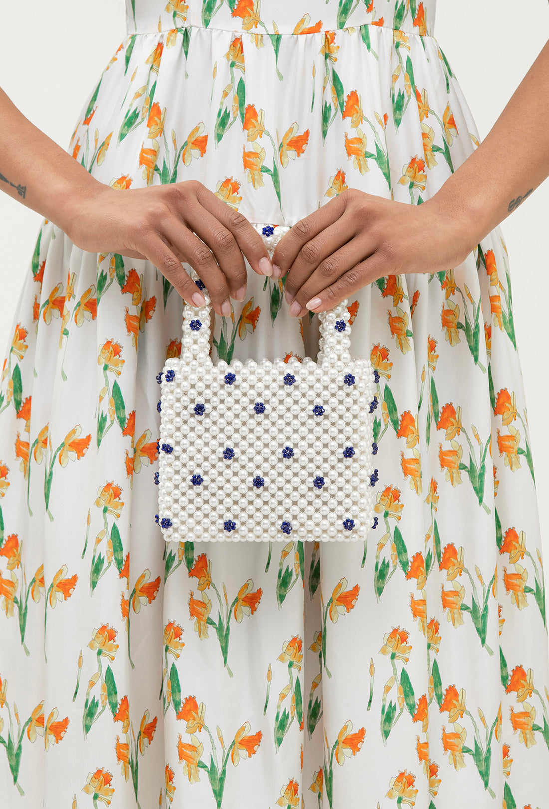 Close view of floral beadwork
