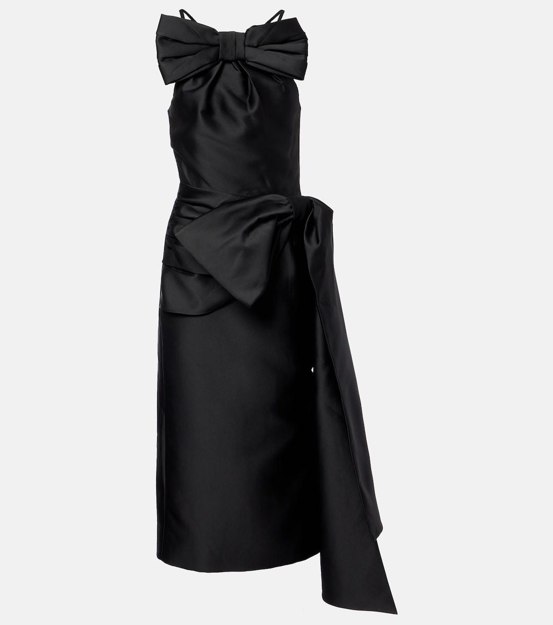 Bow-detail satin midi dress