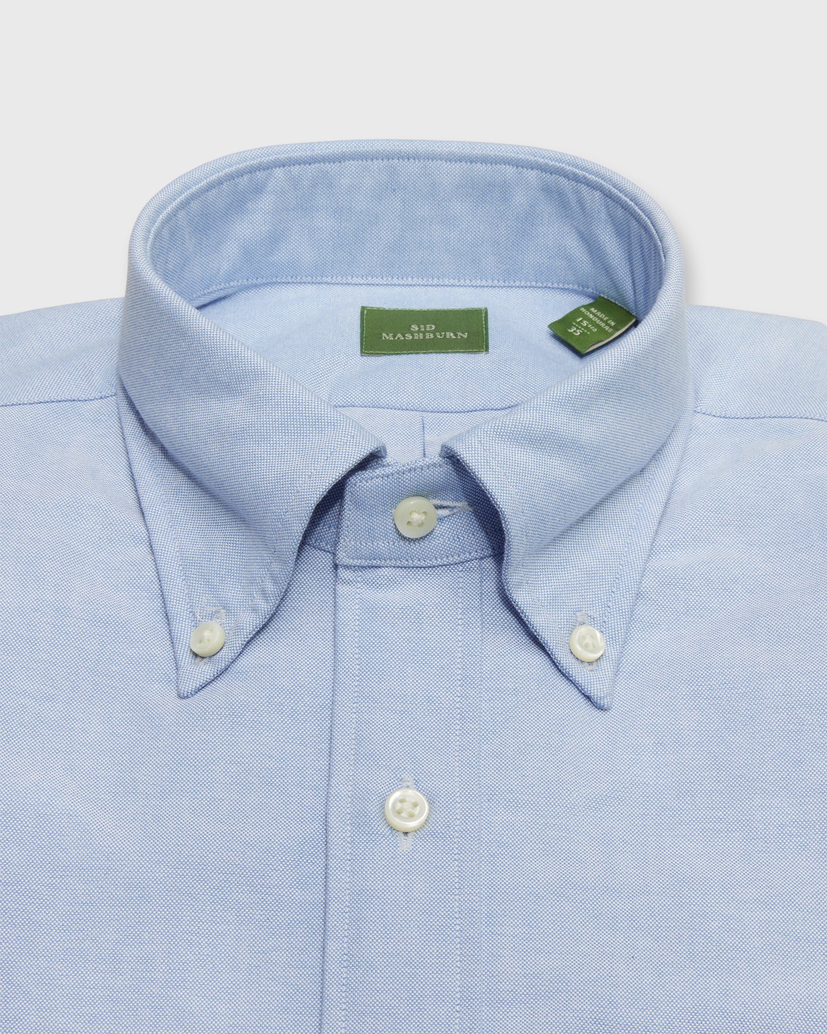 blue Oxford collar detail