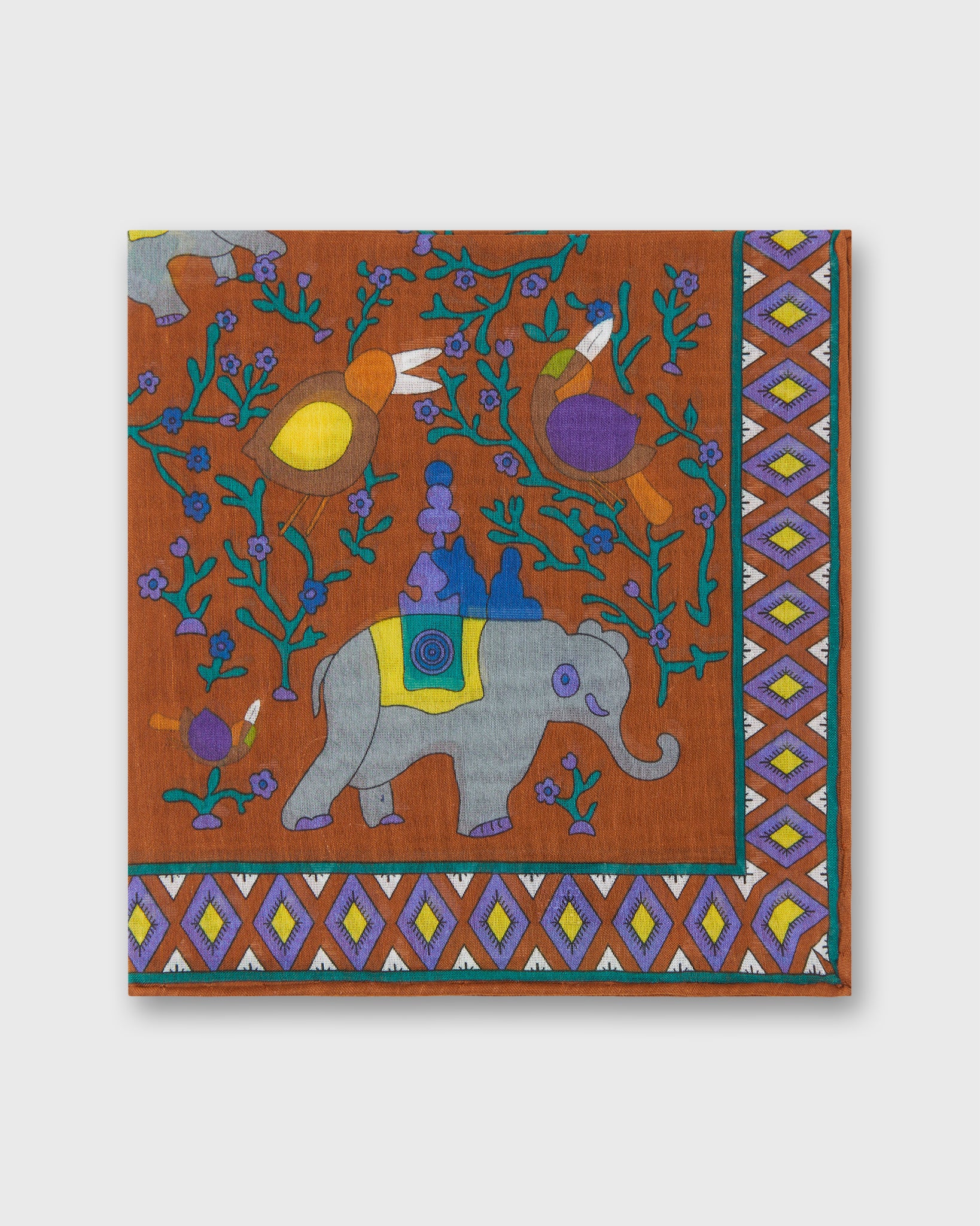 orange blue elephant print