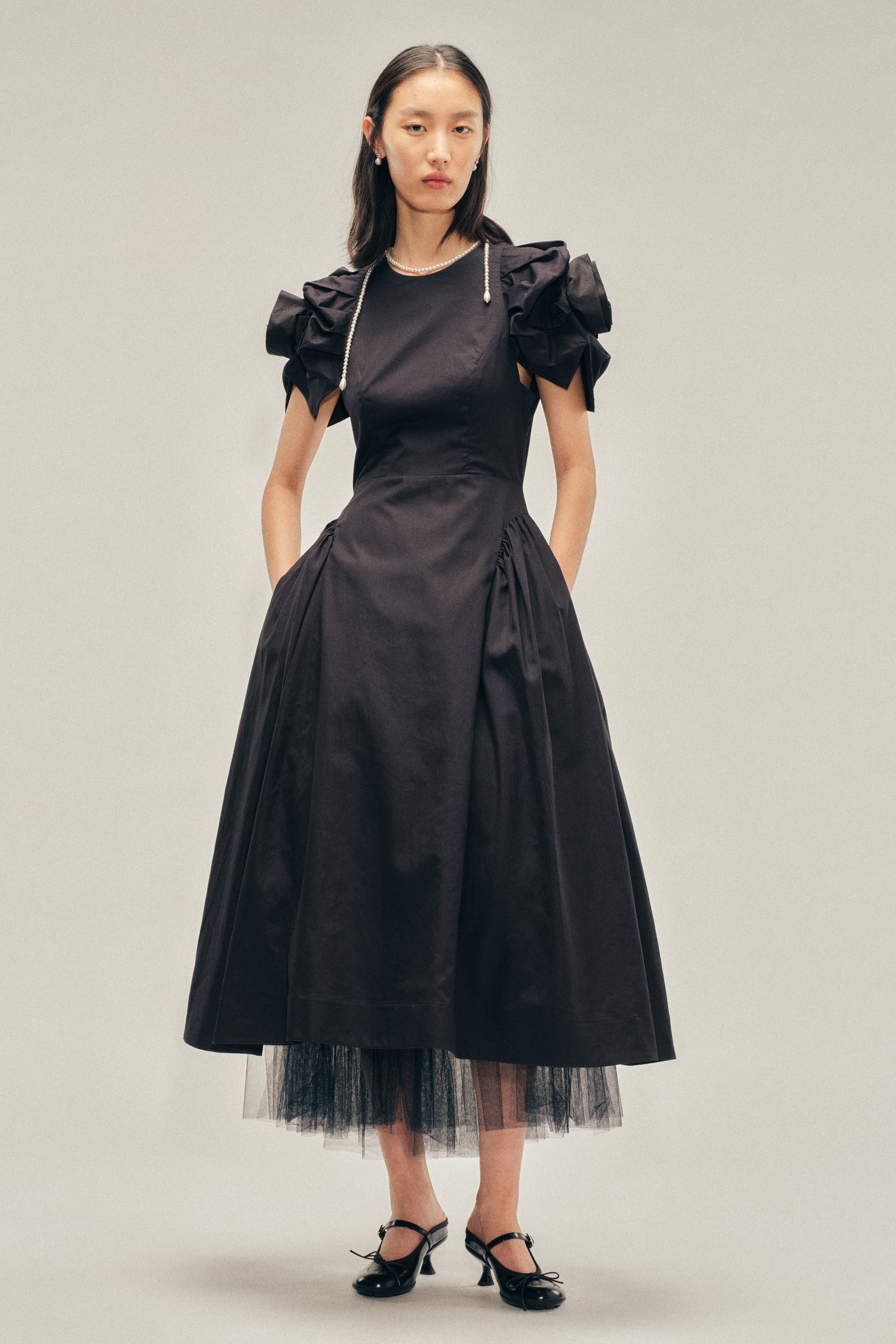Rose Puff Sleeve Hip Dress