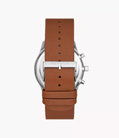 Back view of the luggage leather strap