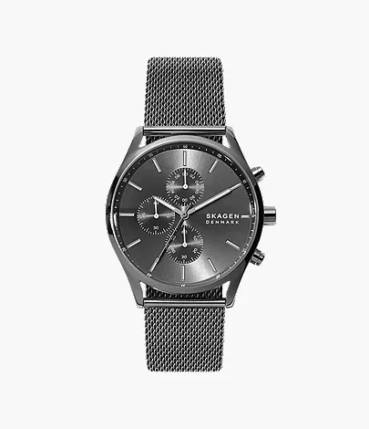 Charcoal steel mesh chronograph variation