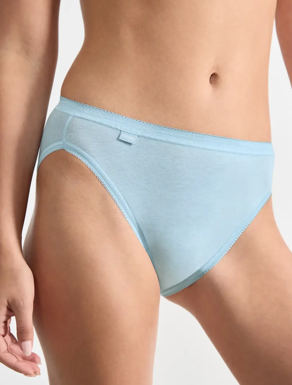 Close crop of the waistband and leg opening