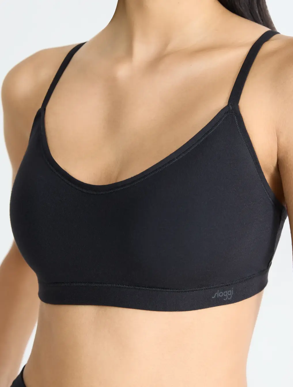 Angled close-up of the soft cup and strap