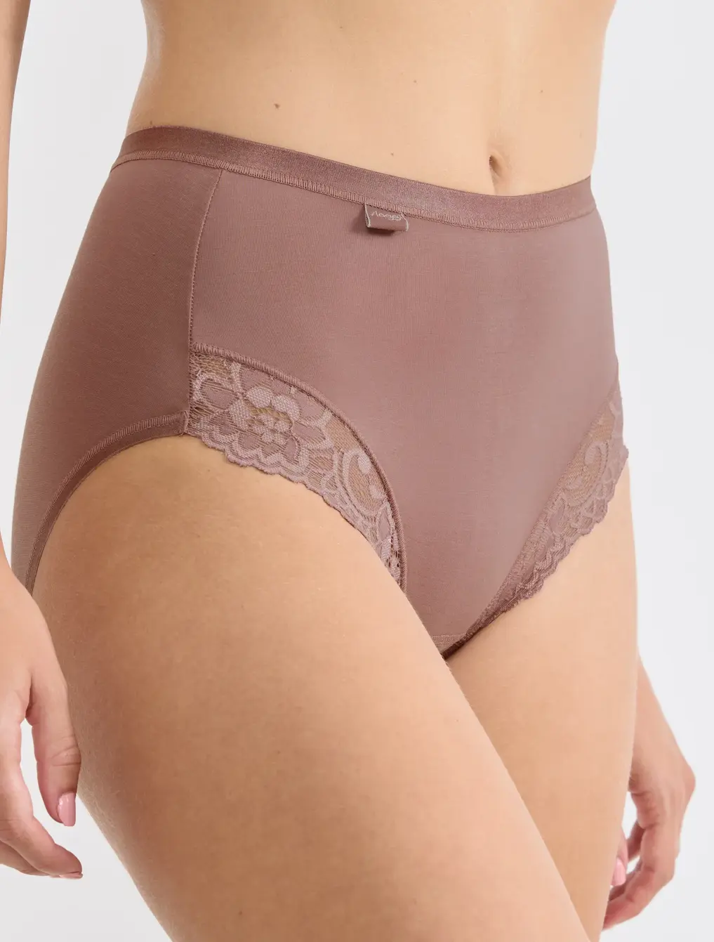 Close crop of the lace panel and waistband