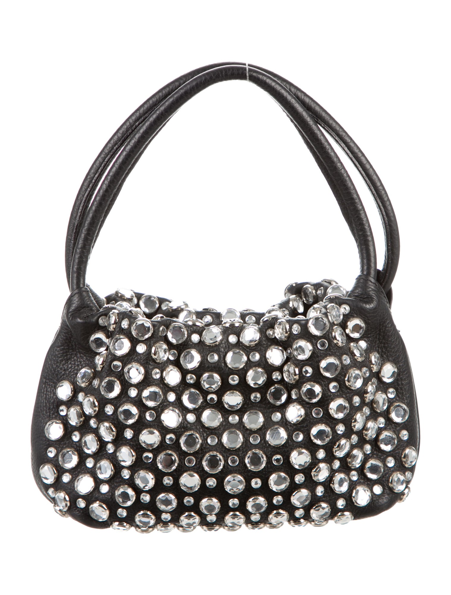 Front view showing the allover domino-stud rhythm