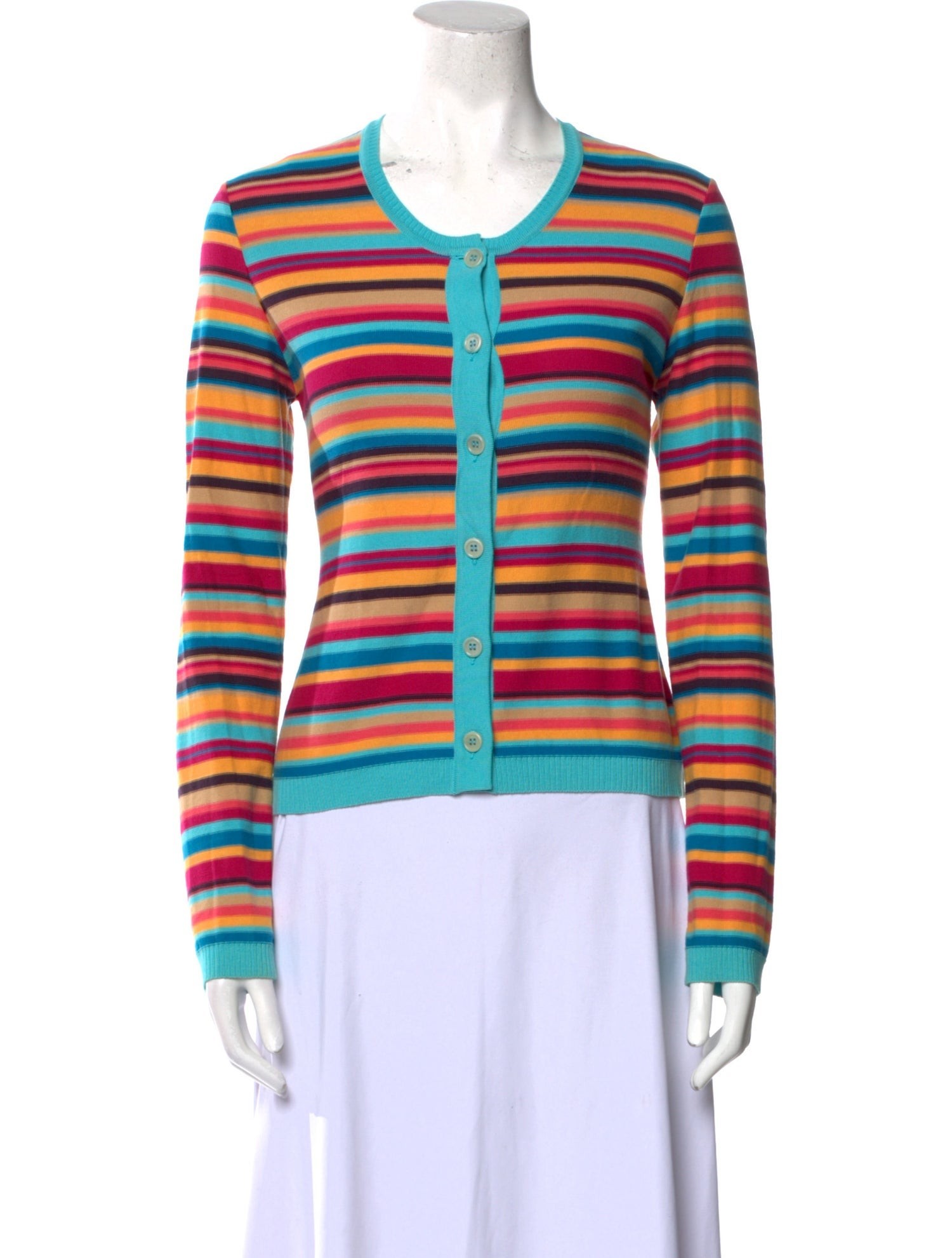 Bright cardigan version with vertical colour energy
