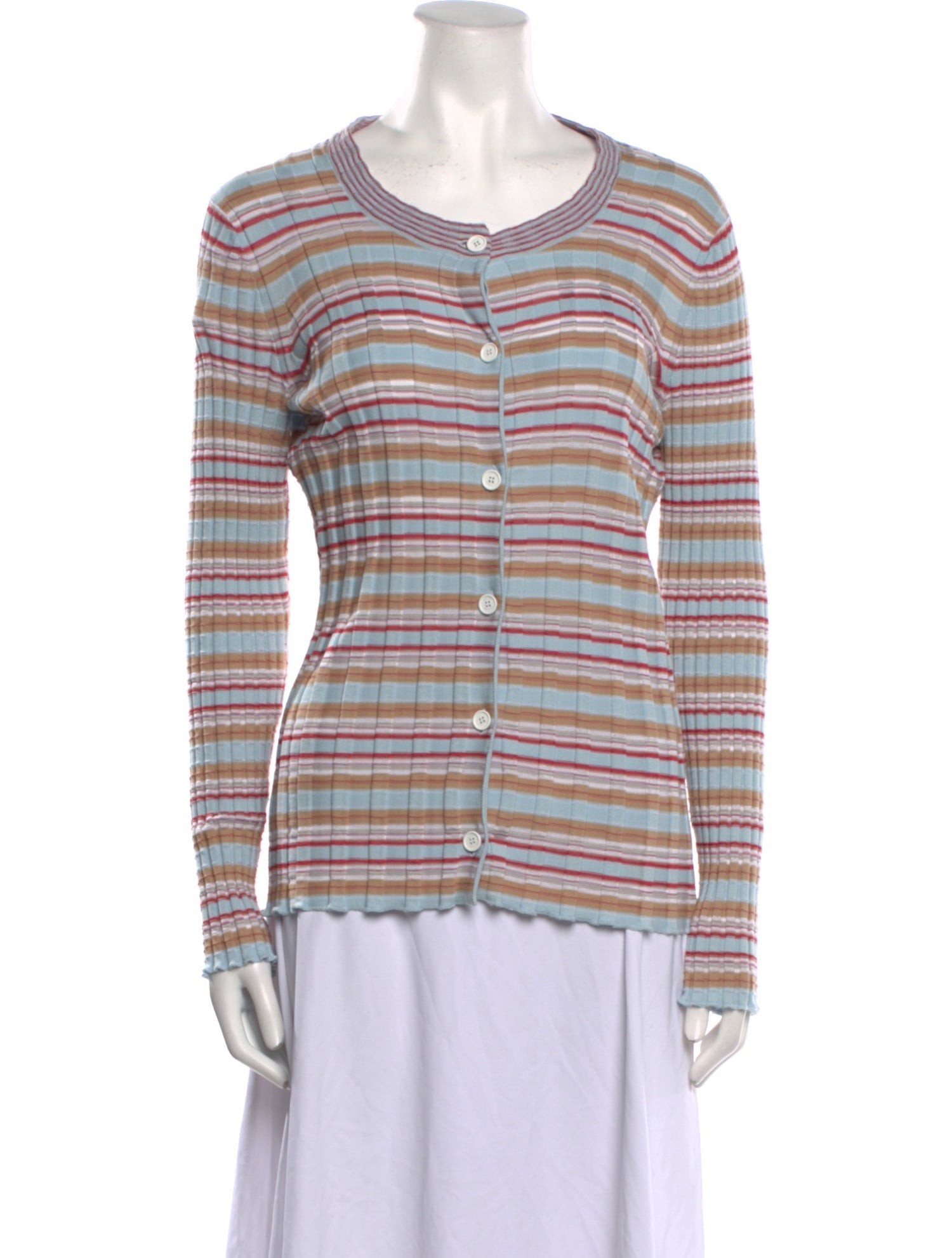 Pastel fine stripe knit with narrow rib texture