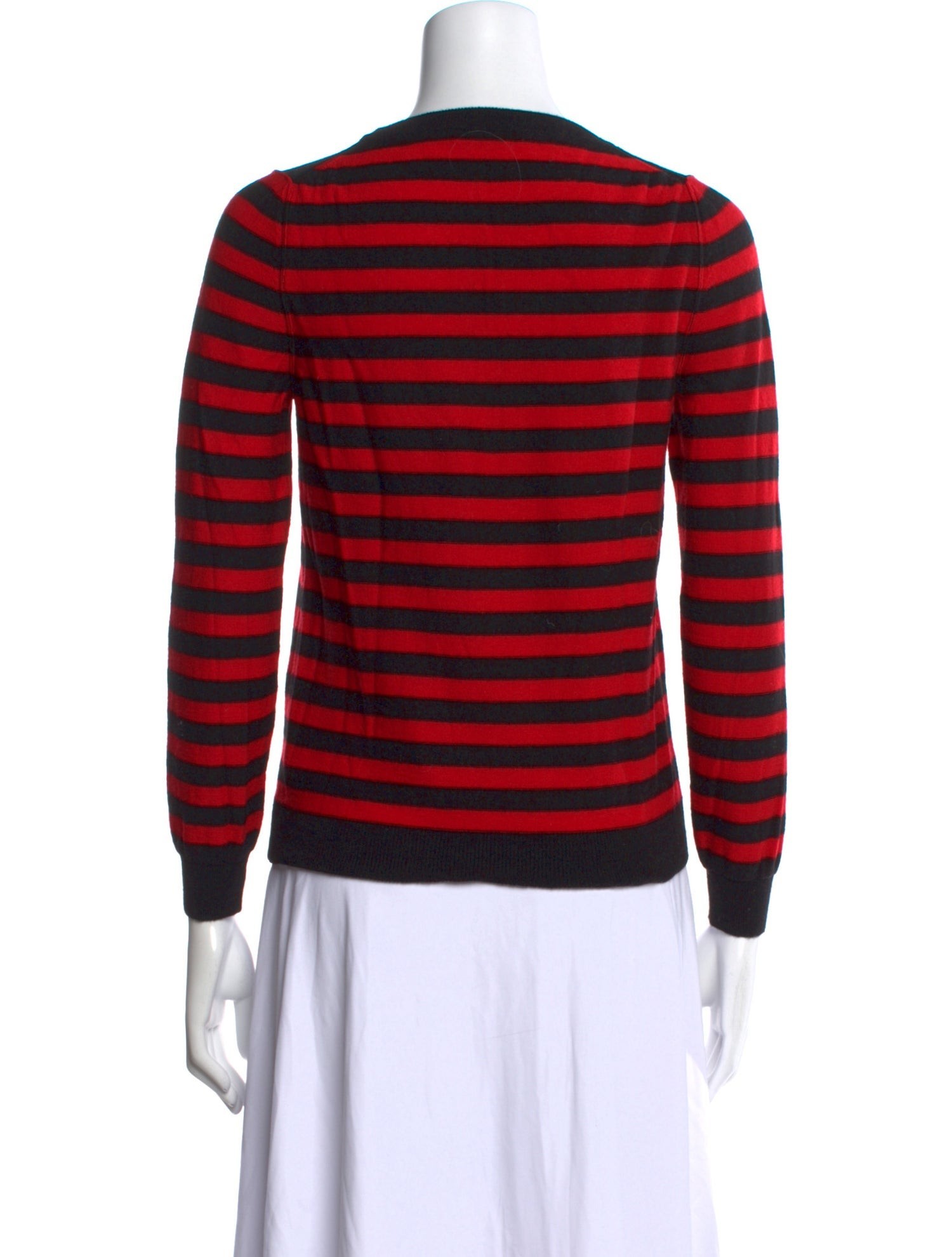 Red-and-black stripe back view showing the close fit