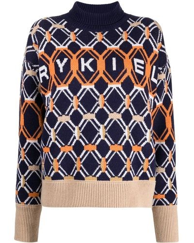 Allover RYKIEL intarsia pattern with a high neck